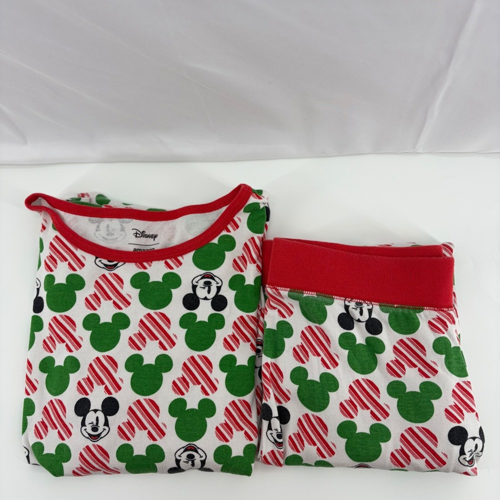 Disney Mickey Mouse Christmas Pajamas Set Red Green Holiday Women Medium Amazon